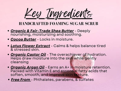 J Rose Foaming Sugar Scrub 2 oz Travel Size Bergamot & Rosebud