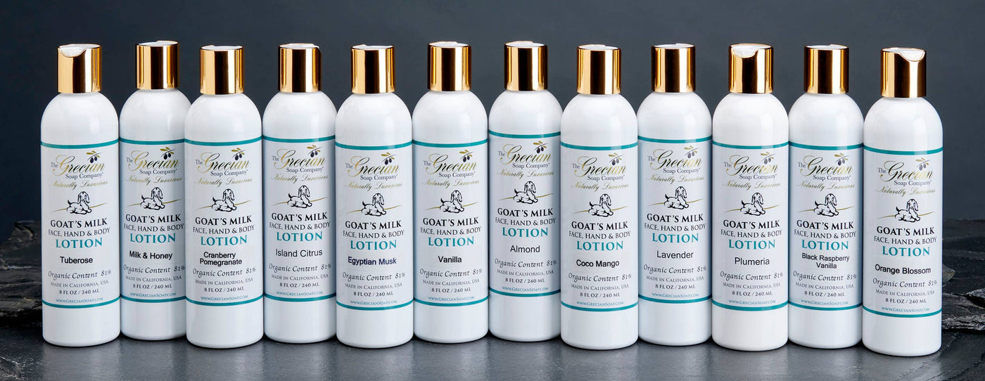 Organic Goat's Milk Lotion Bottles: Egyptian Musk