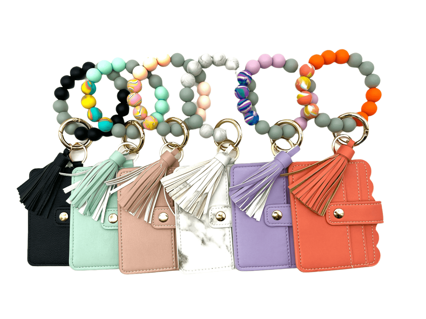 Wallet Wristlet Silicone Bead Tassel Keychains - JRose#