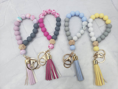 Wristlet Bangle Keyring Silicone Beaded: - JRose#