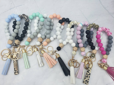 Wristlet Bangle Keyring Silicone Beaded: - JRose#