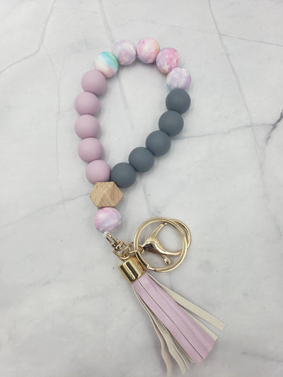Wristlet Bangle Keyring Silicone Beaded: - JRose#