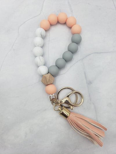 Wristlet Bangle Keyring Silicone Beaded: - JRose#
