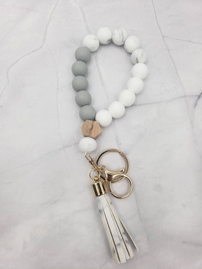Wristlet Bangle Keyring Silicone Beaded: - JRose#