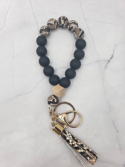Wristlet Bangle Keyring Silicone Beaded: - JRose#